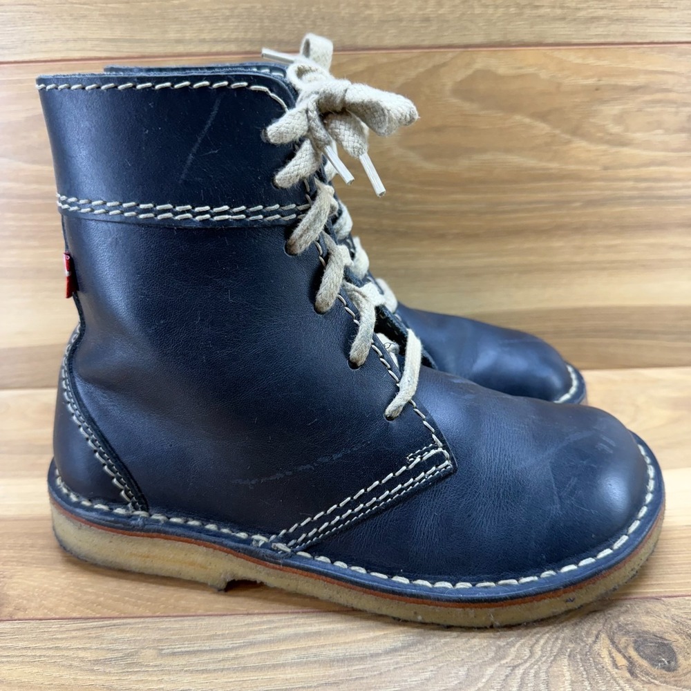DUCKFEET Faborg Lace Up Boot Womens 39 Navy Blue Danish Leather US 8.5 9